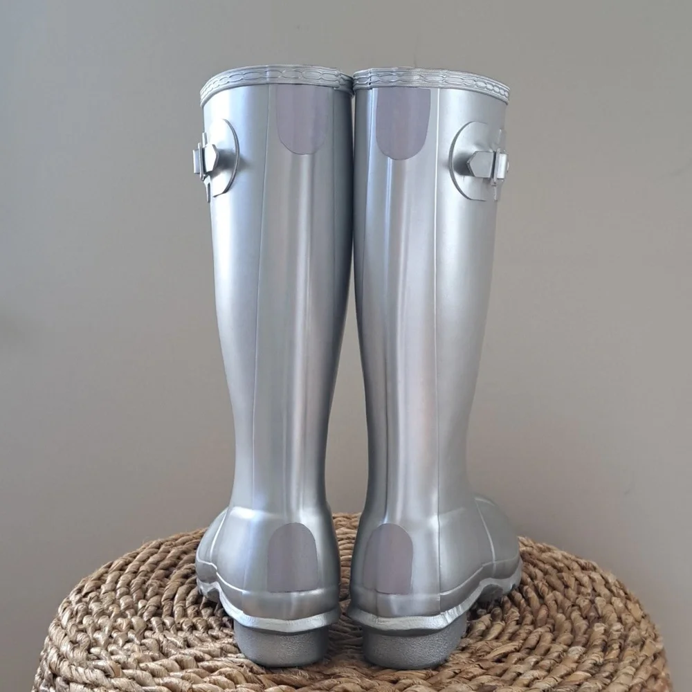 Hunter Kids Metallic Silver Tall Rain Boots